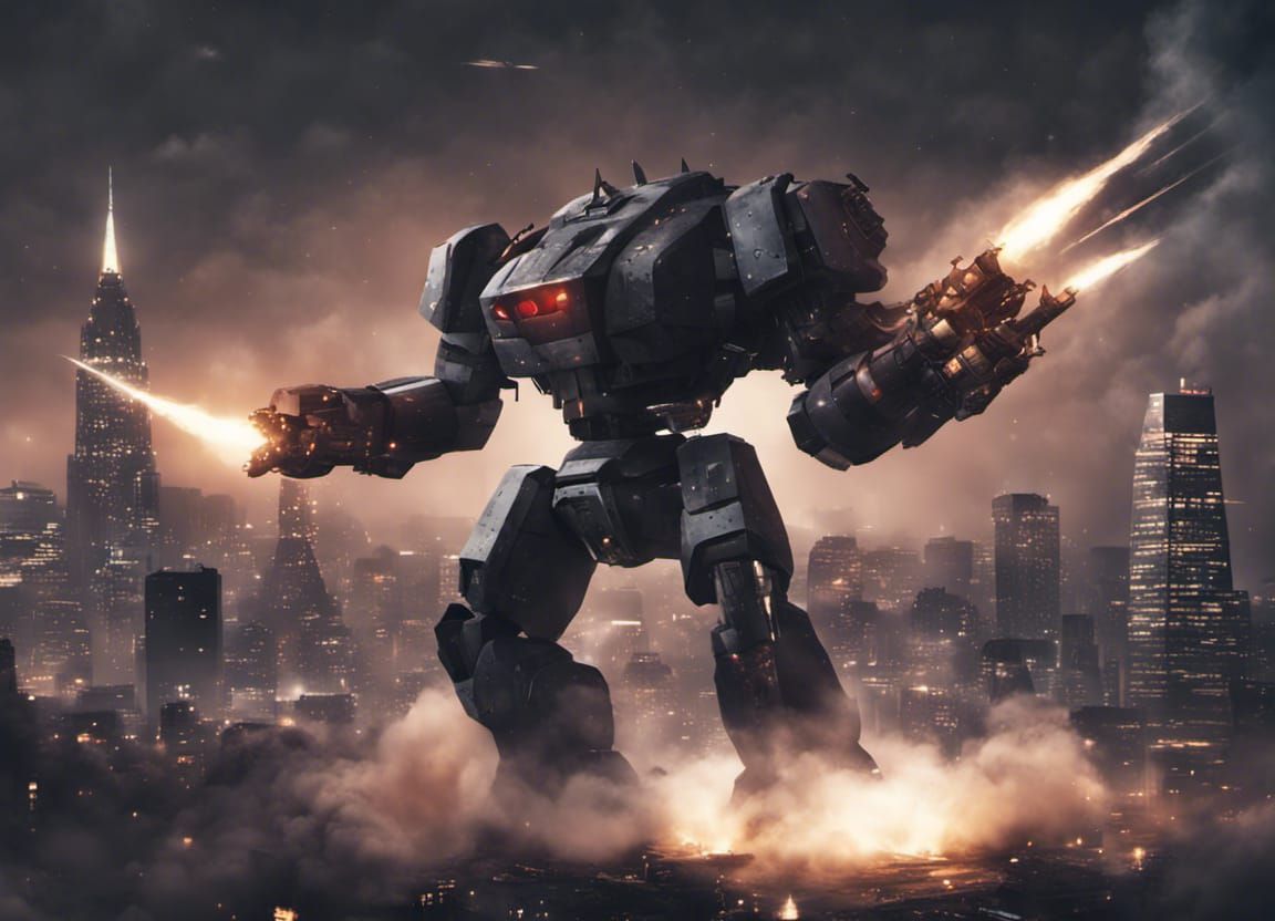 Giant robot attacks - AI Generated Artwork - NightCafe Creator