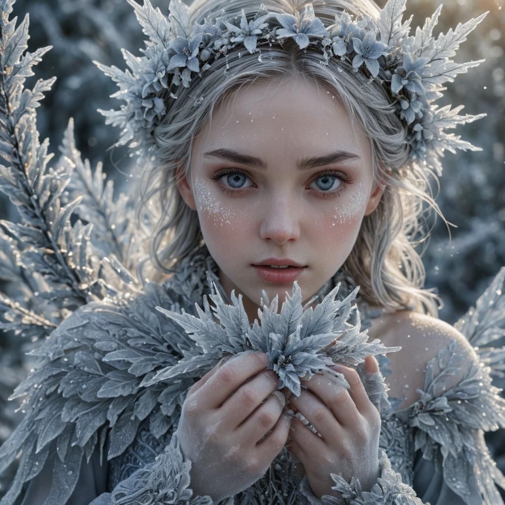 a photorealistic image of a young girl fairy made entirely o...