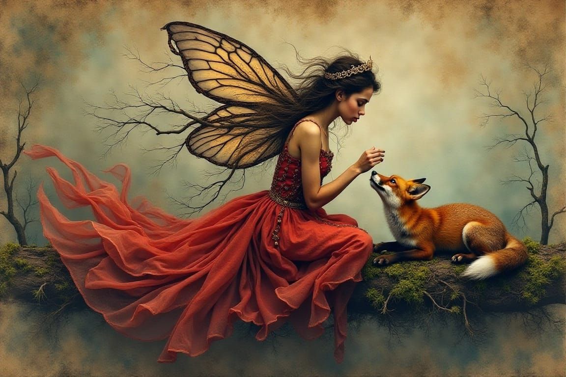 Fairy in a red dress