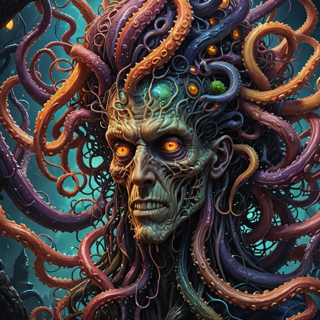 Tentacles encase his Darkness and swallow his soul