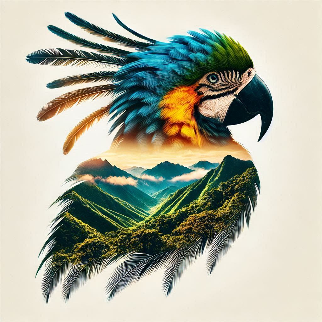 double exposure beautiful fantasy DALL-E 3 portrait landscap...