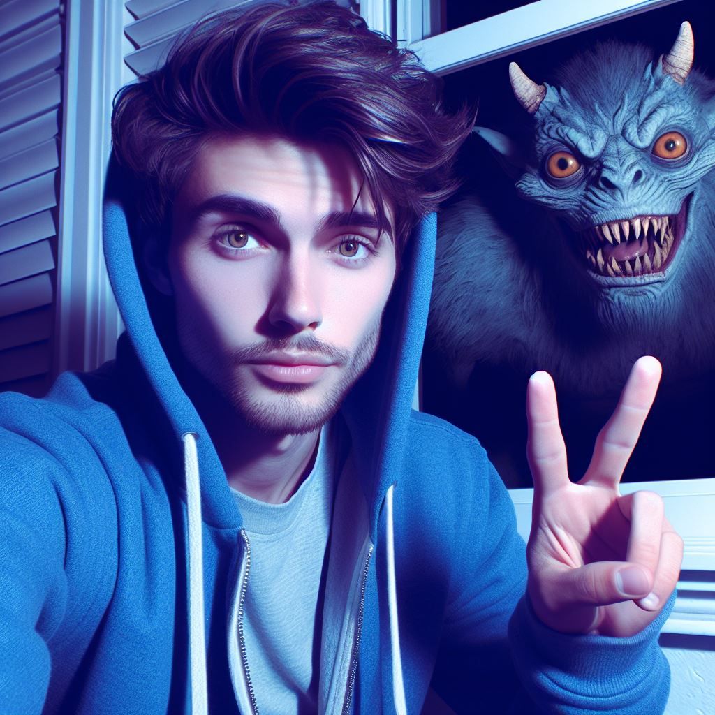 Me taking a selfie with the monster outside my window at 3 AM