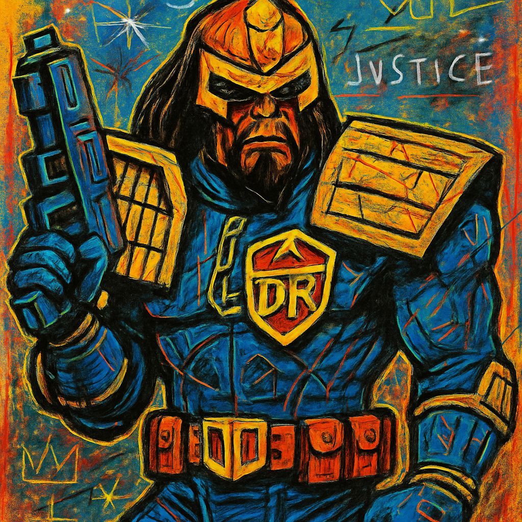 Worf as Klingon Judge Dredd, Kirby-Basquiat Style