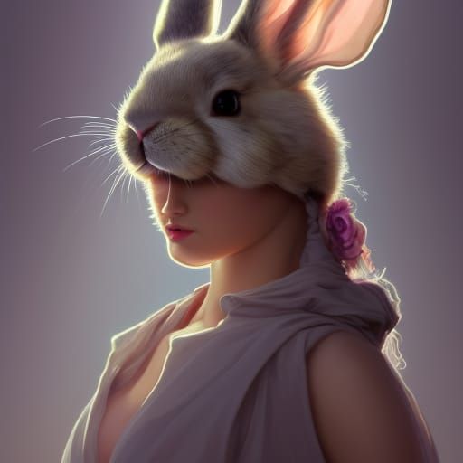 Cute Bunny Portrait in Exquisite Outfit