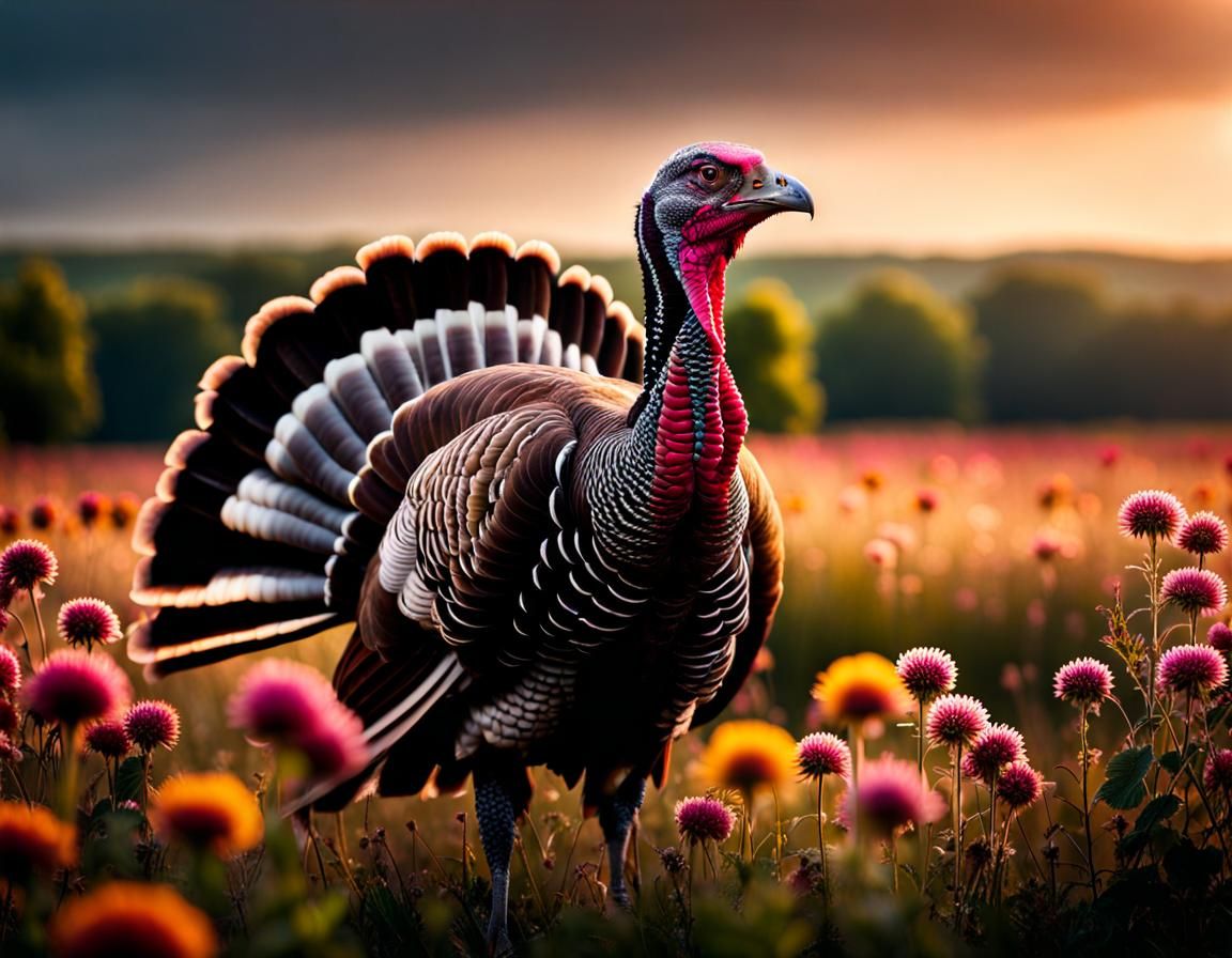 Insanely detailed photography of a Beautiful Realistic Wild turkey in a ...