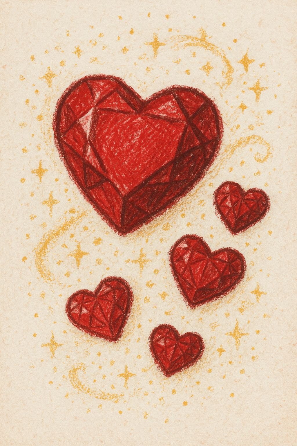 Heart-Shaped Ruby Jewels with Fairy Dust