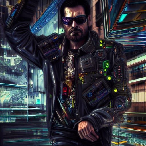 Deus Ex cyberpunk hyperrealism HDR polished maximalist surre...