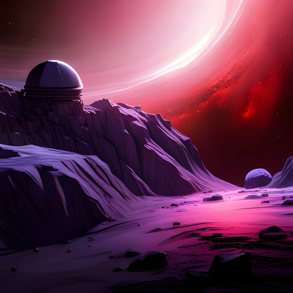 observatory on top of an asteroid in space
