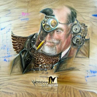 A portrait of Mr. Murray Condor detailed painting pencil ske...