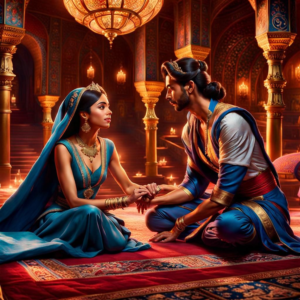 Alladin and Jasmine - AI Generated Artwork - NightCafe Creator