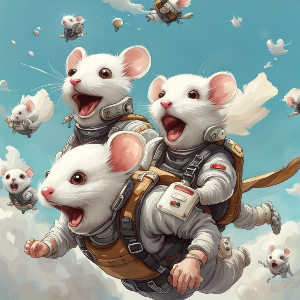 Skydiving mouses  by @Diellys