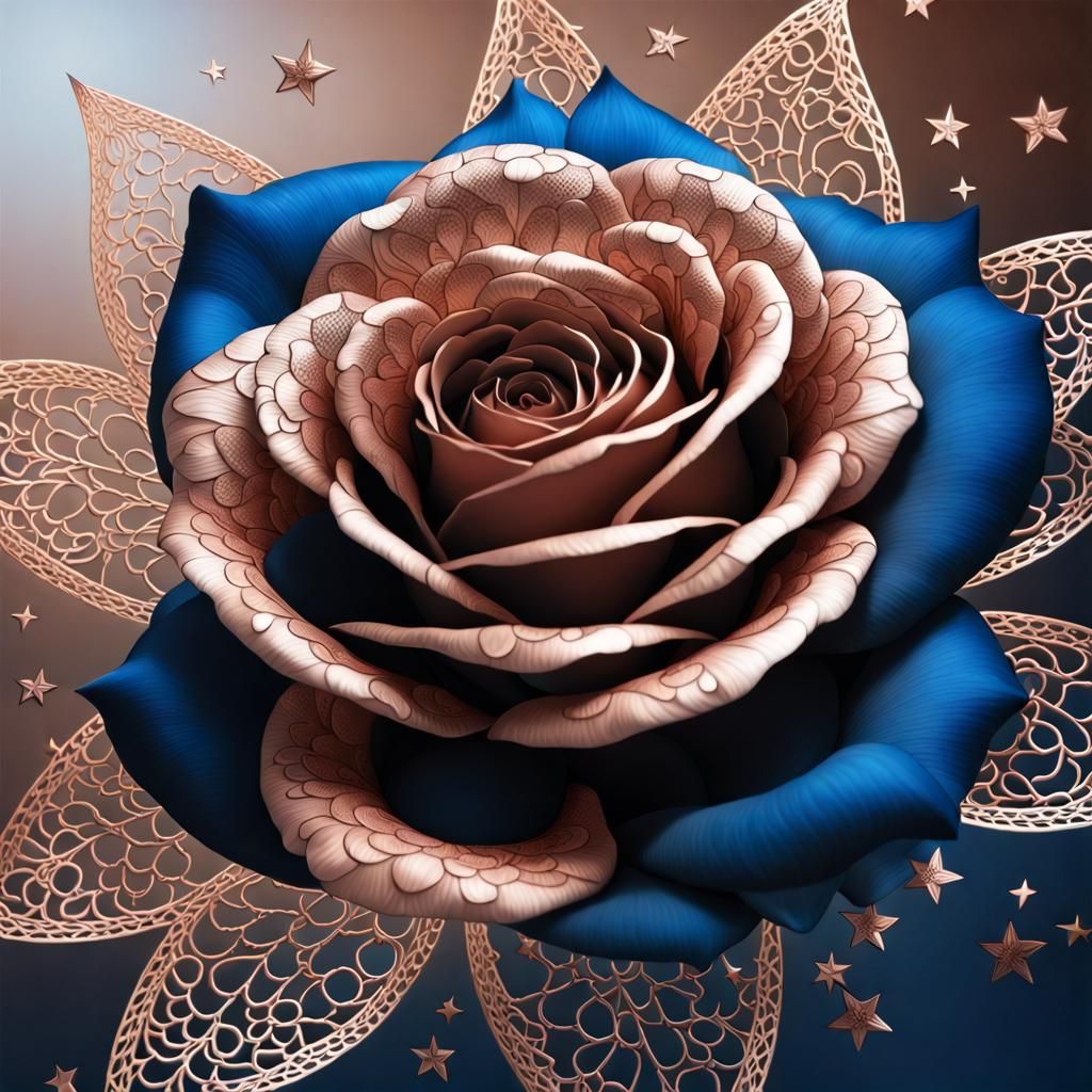 Blue And Gold Rose AI Generated Artwork NightCafe Creator