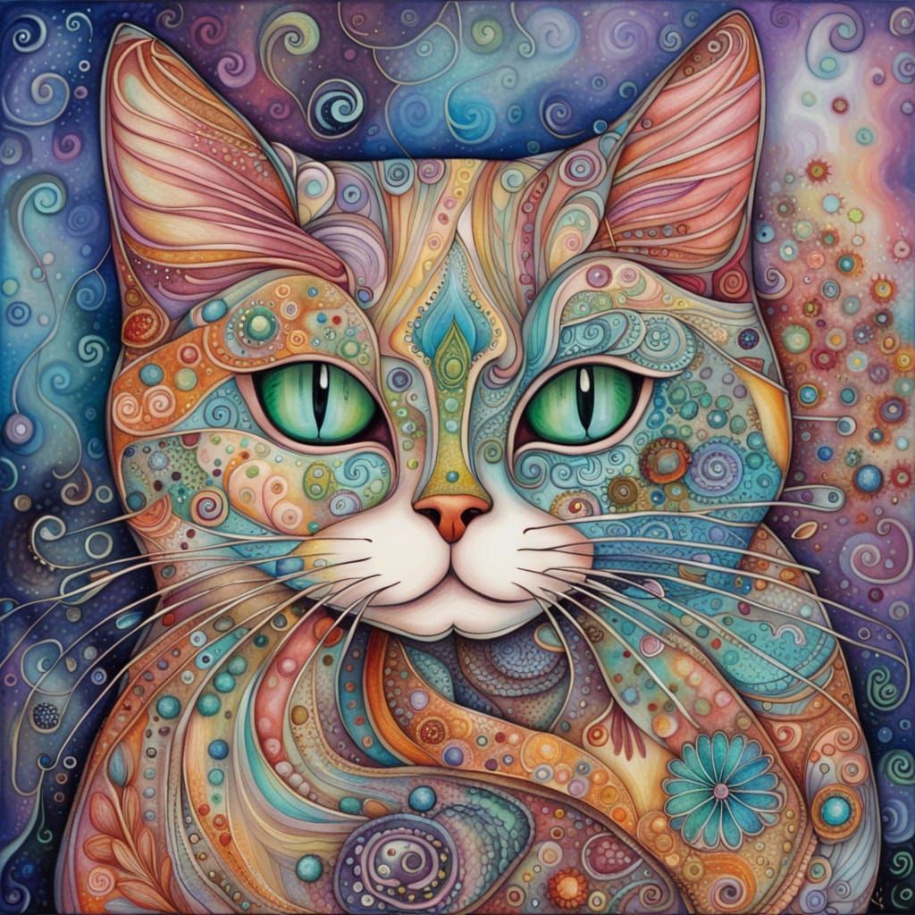 Swirly Cat - AI Generated Artwork - NightCafe Creator