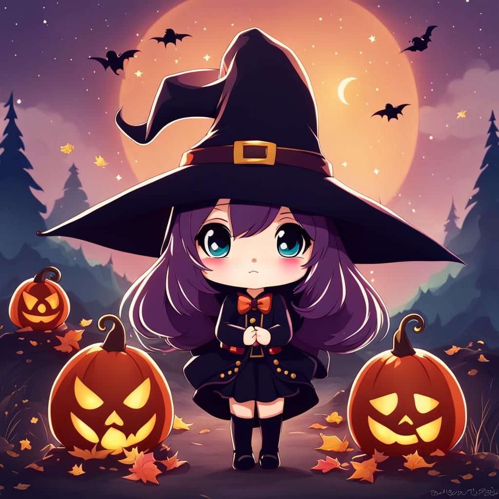 Witch, Kawaii, anime, chibi, disney, cartoon - AI Generated Artwork ...