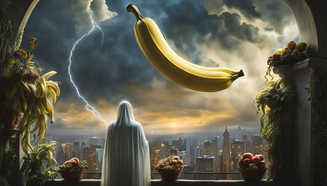 Cybernetic Messiah Rains Banana Blessings: Digital Matte Pai...