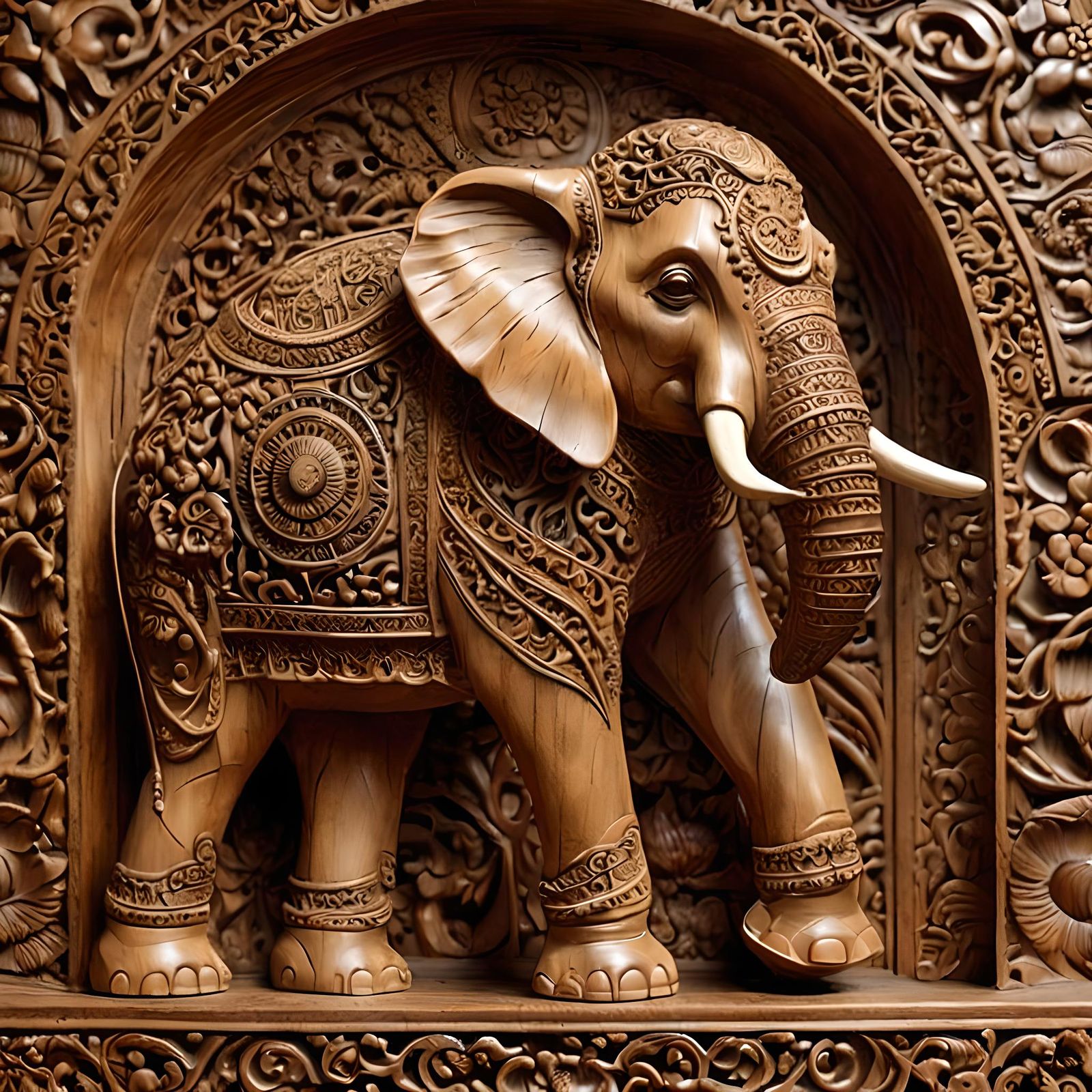 Wood carving of elephant  by @Superbear