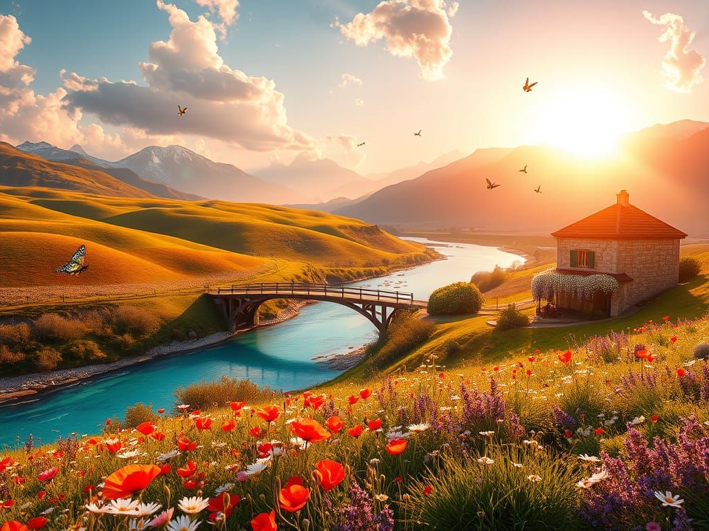 Spring landscape at golden hour  by @BaudouinVH