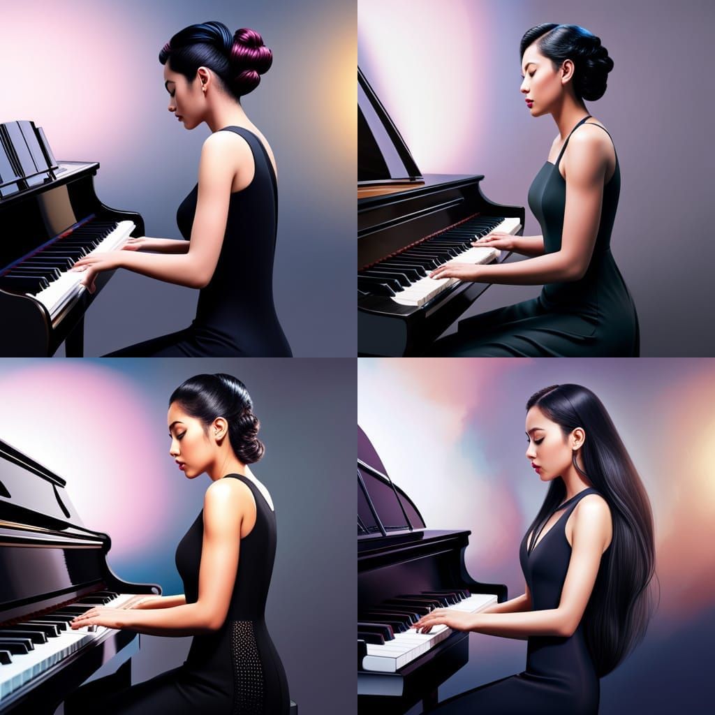 Woman is playing piano