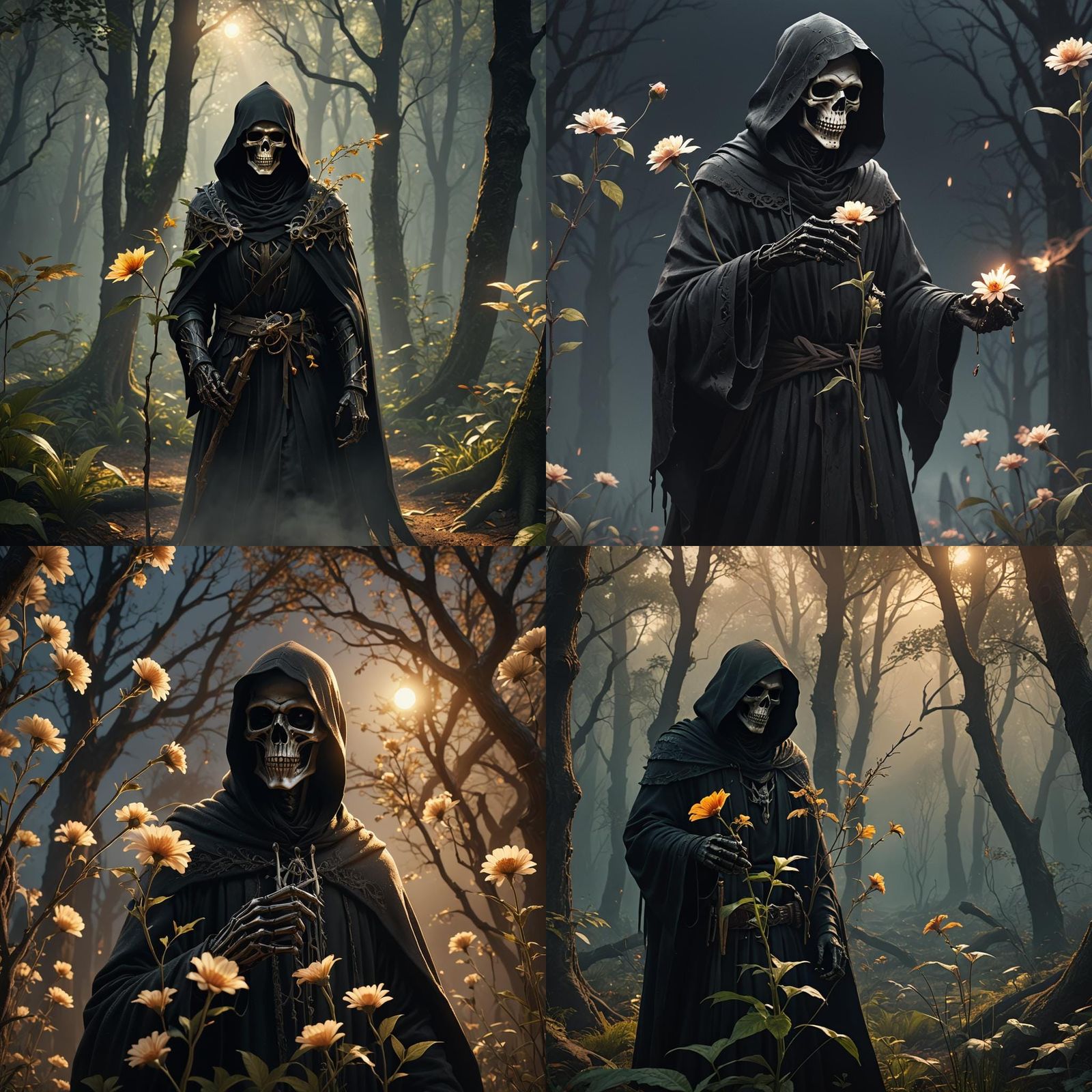 Grim reaper holding a flower
