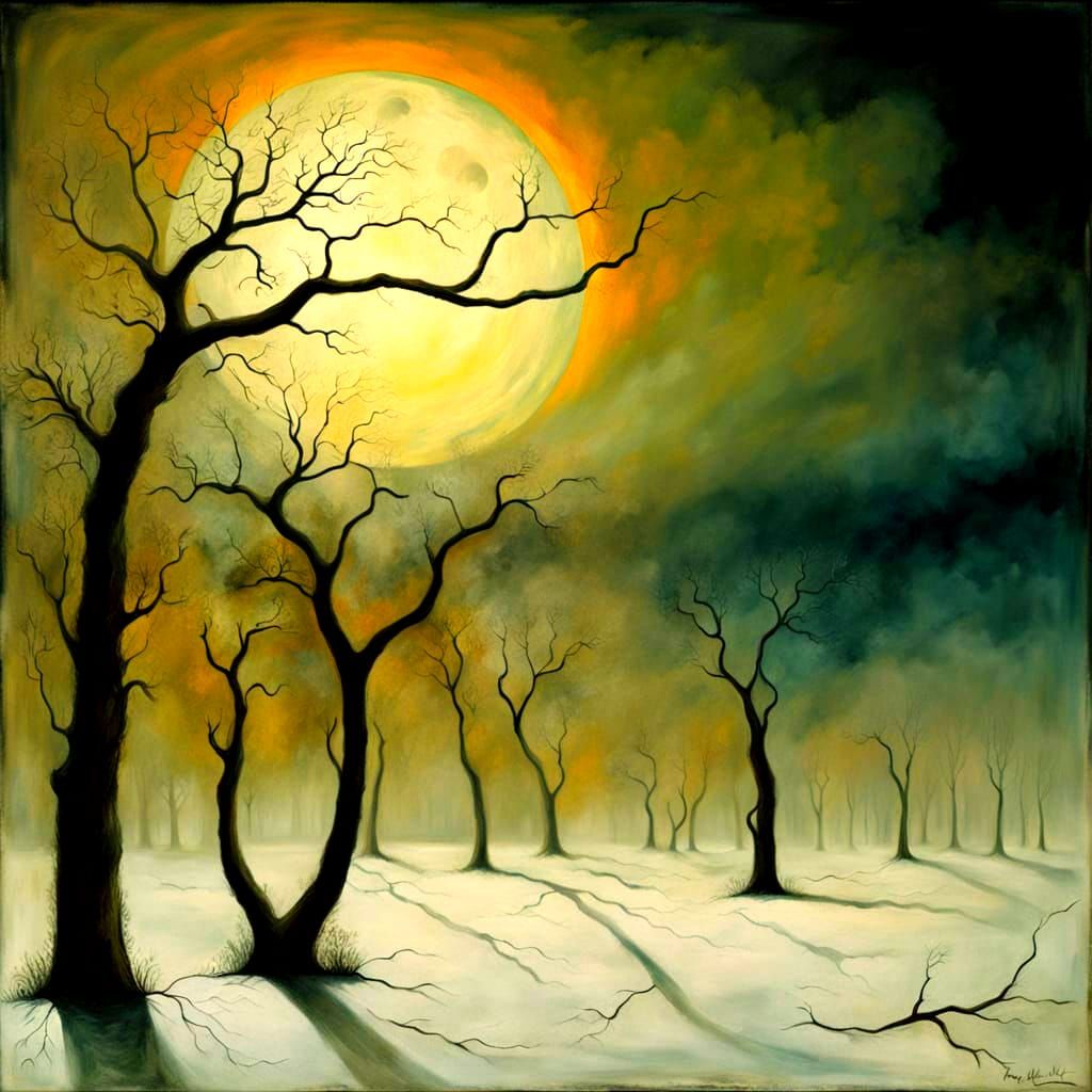 Surreal Landscape in Deep Dark Shadows