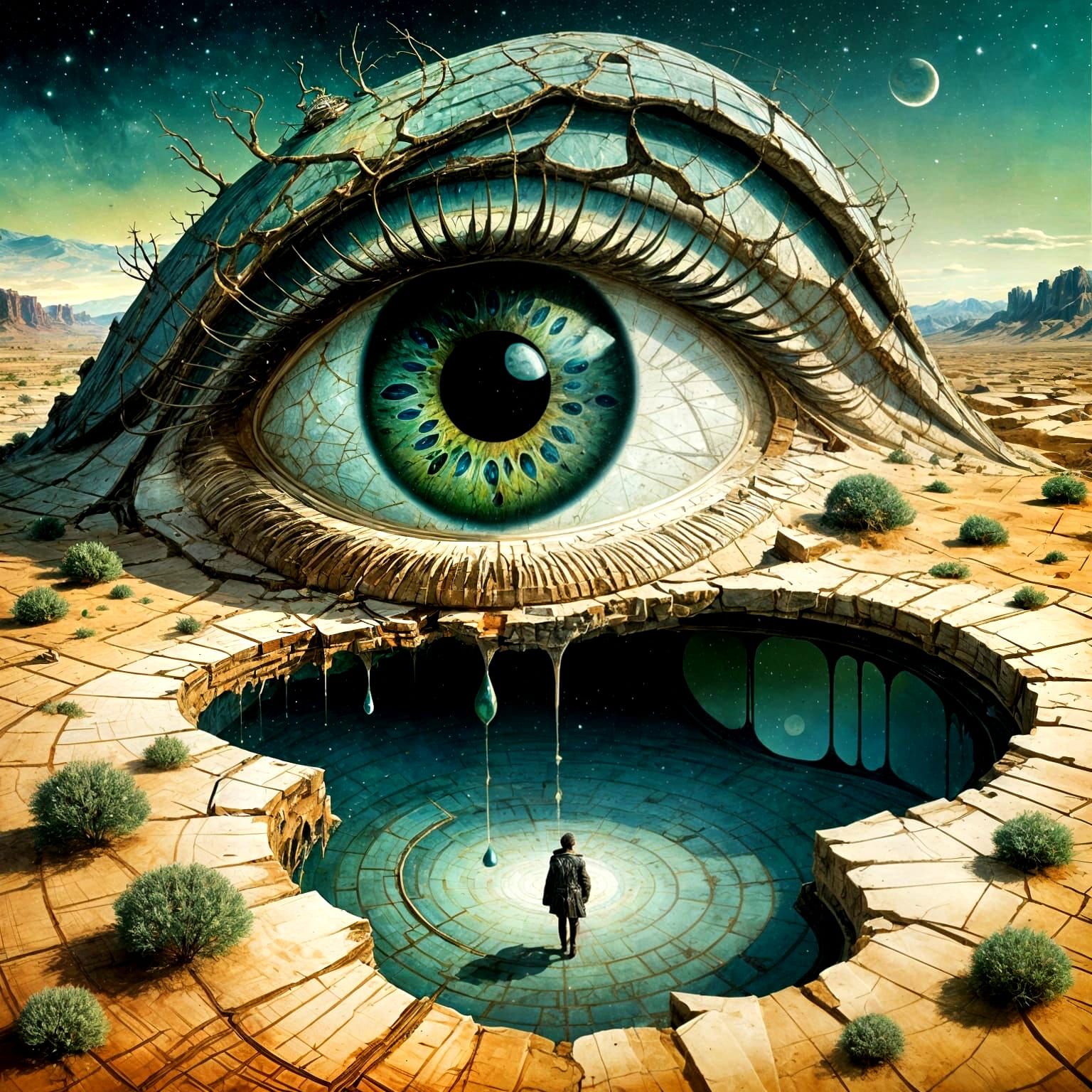 Green eye desert pool  by @toomanynates