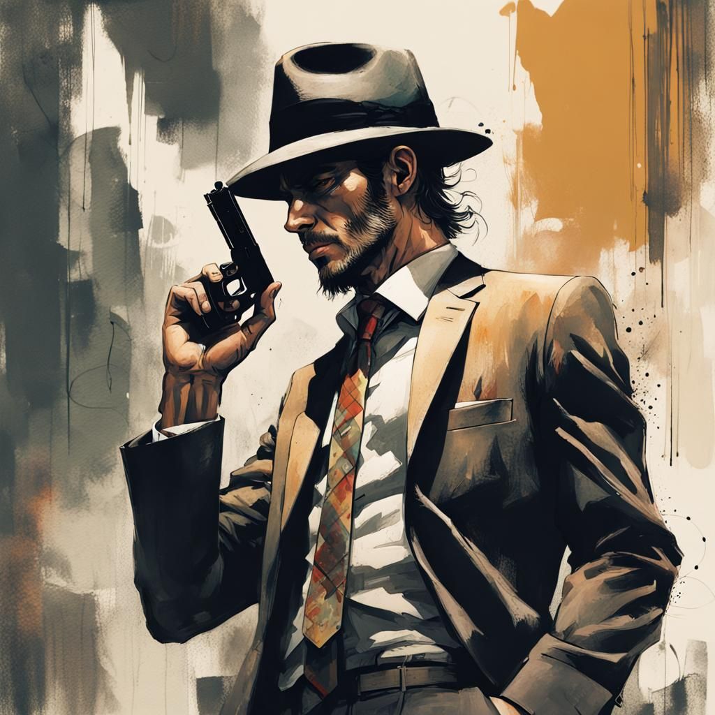 Inkpunk Fedora Man Character Concept Art