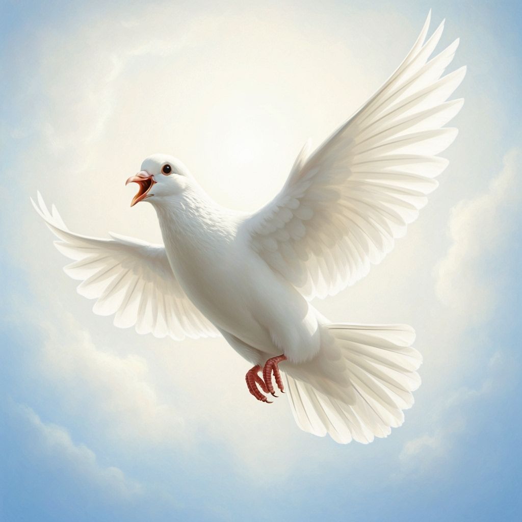 White Dove in Luminous Sky Oil Painting