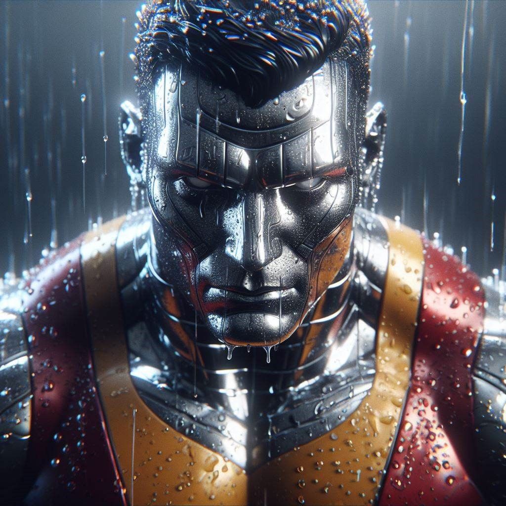 Colossus in the rain