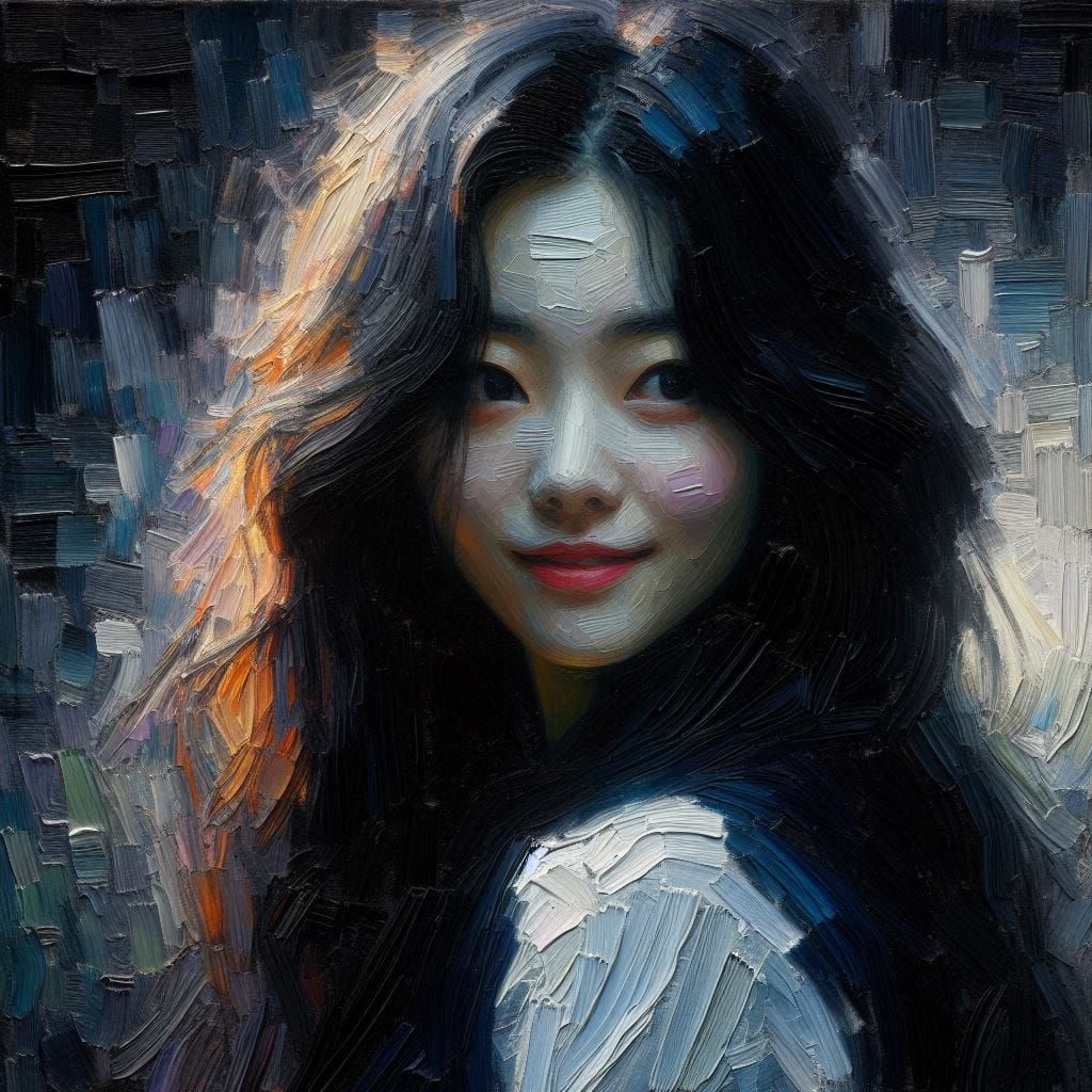 Impasto Potrait of a beautiful young woman