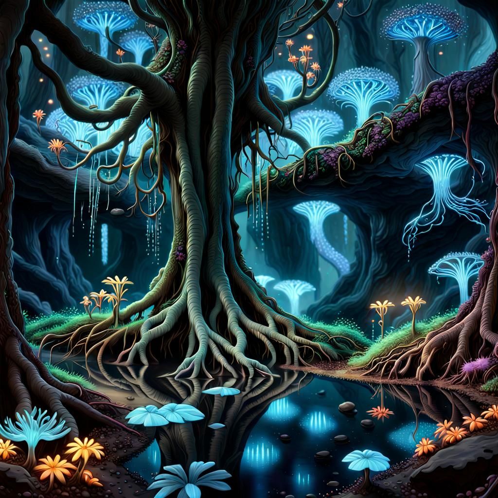 Bioluminescent fantasy forest 🌳🌲🍄🏮🌟🪴 - AI Generated Artwork - NightCafe ...