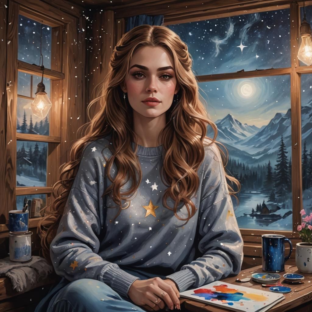 Feyre Painting in the Cabin