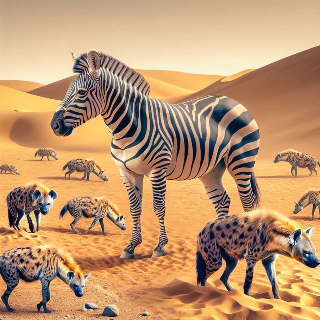zebra no deserto das filipinas com hienas