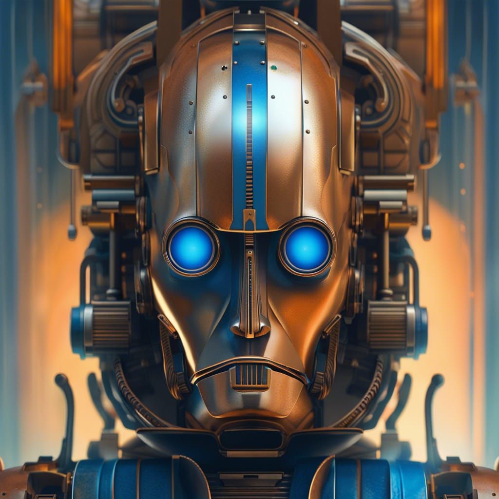 symmetry ) ) closeup portrait of an art deco bronze robot, cinematic ...