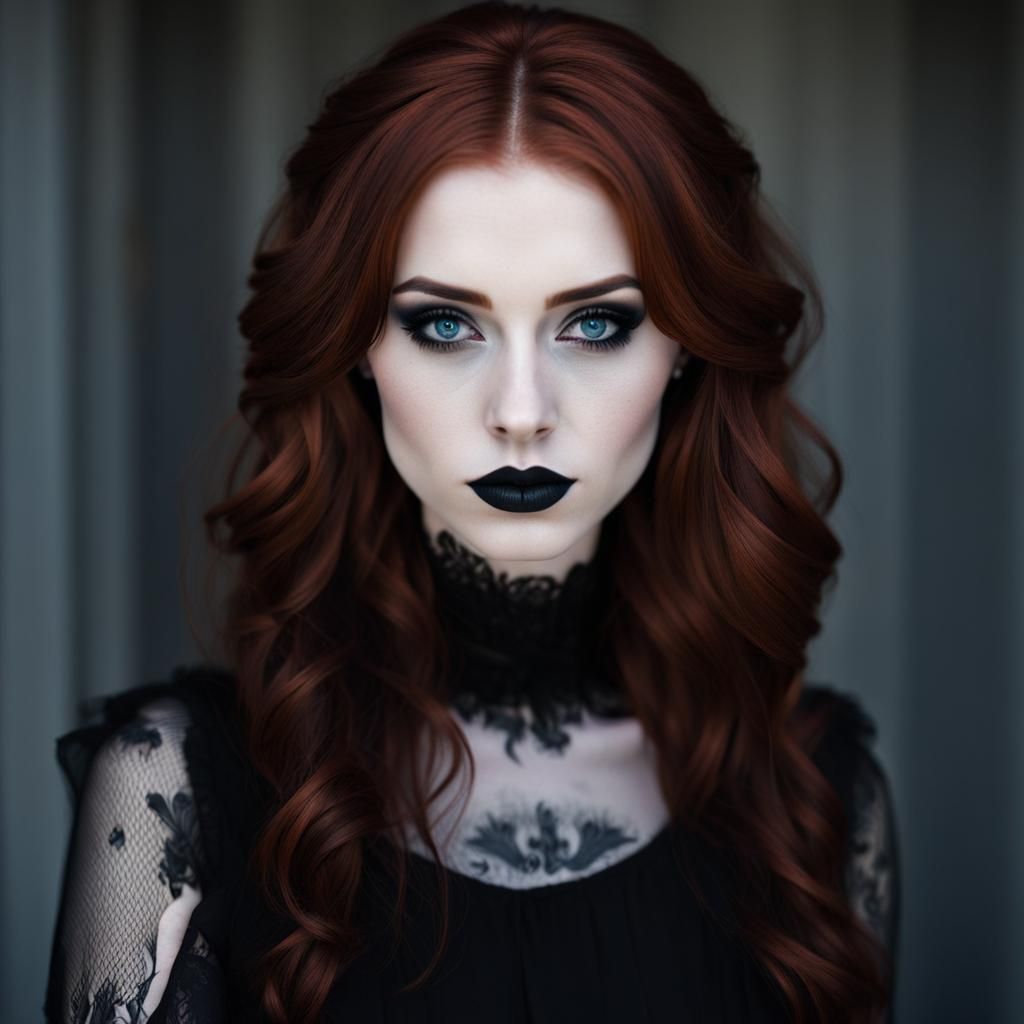 Redhead Goth, Head Shot - AI Generated Artwork - NightCafe Creator