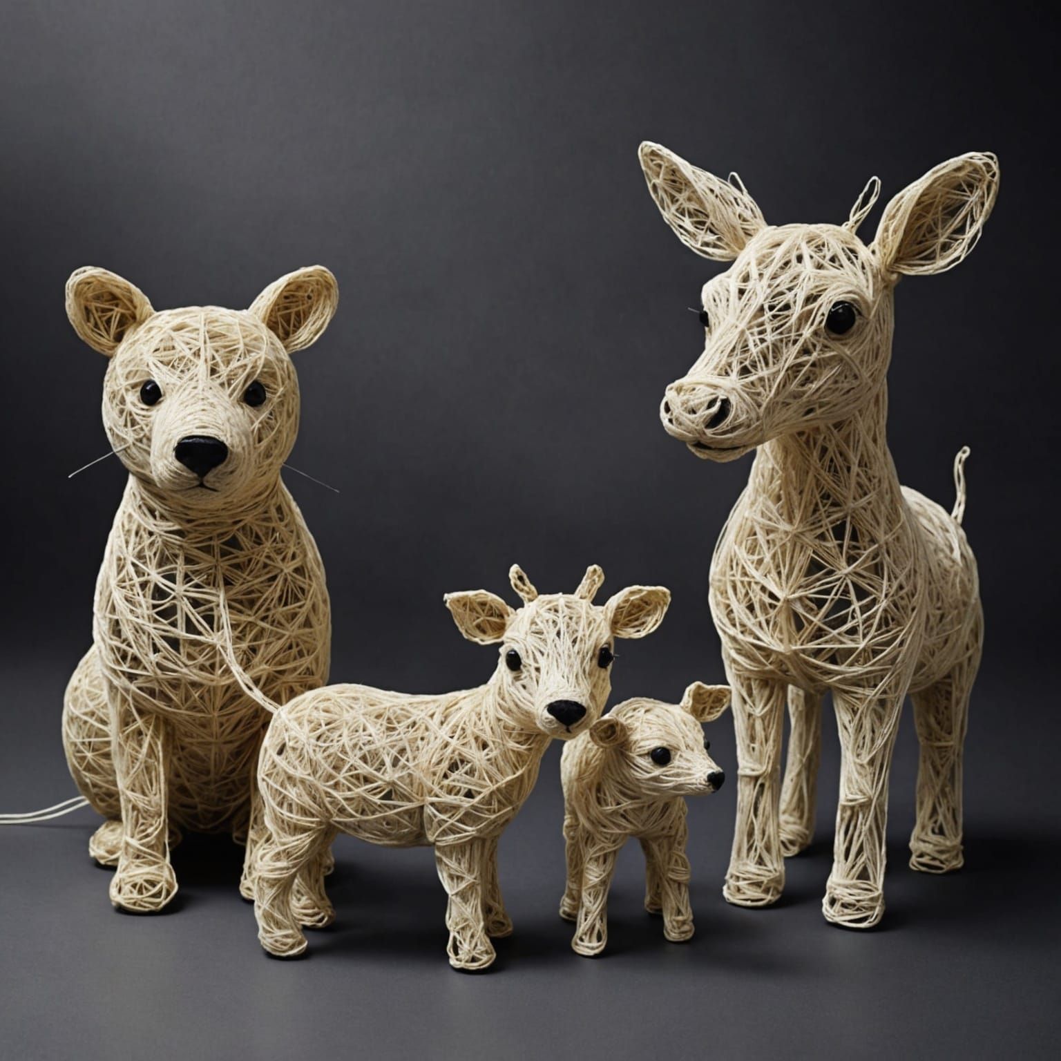 Animals made out of string.  by @posyrosie