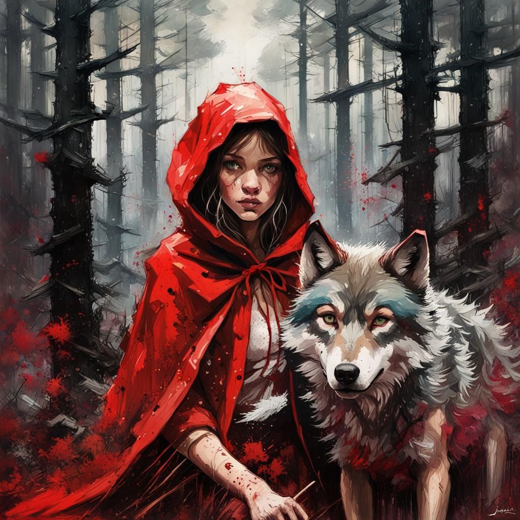 Red and the Wolf - AI Generated Artwork - NightCafe Creator