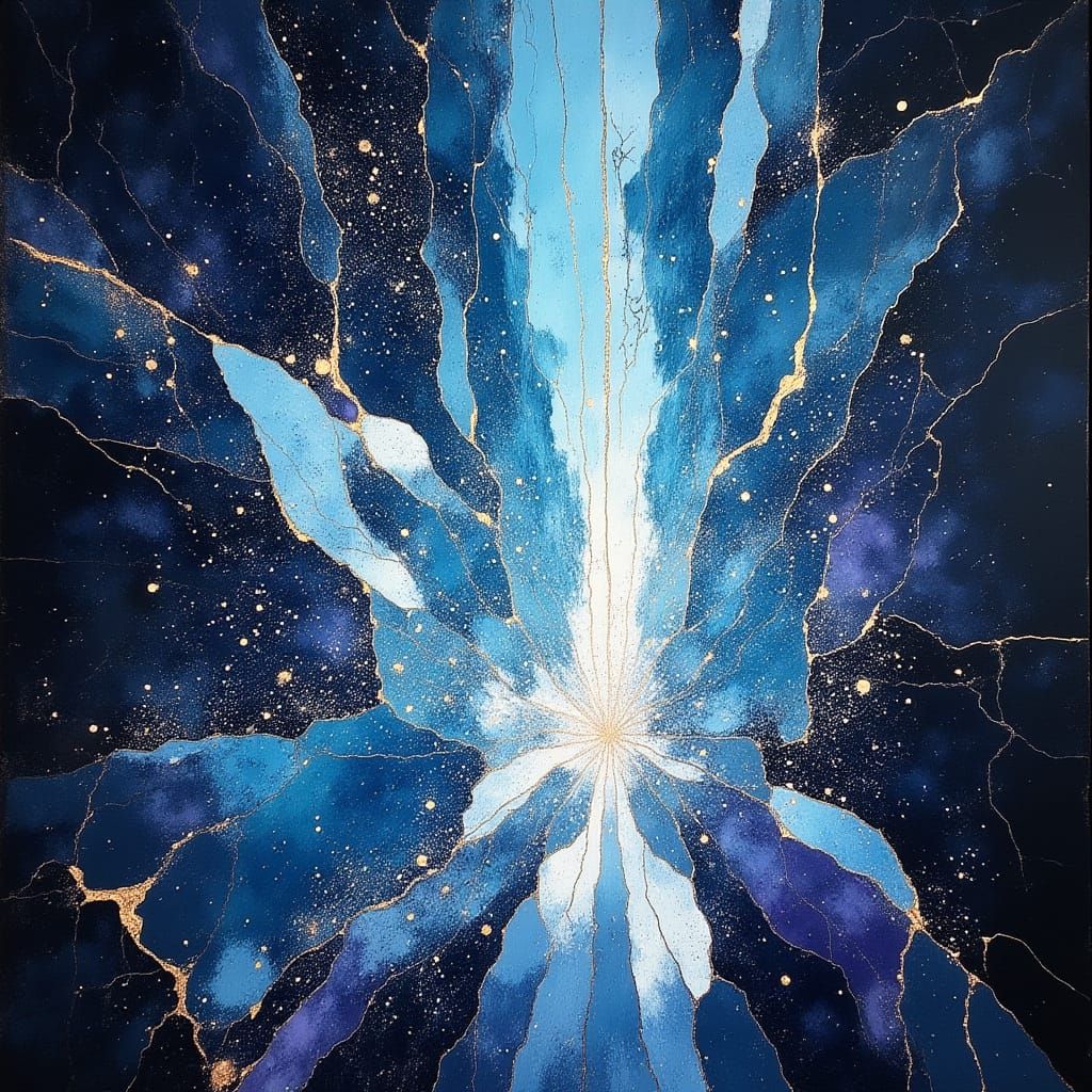 Abstract Crystal Shards With Geometric Light Patterns