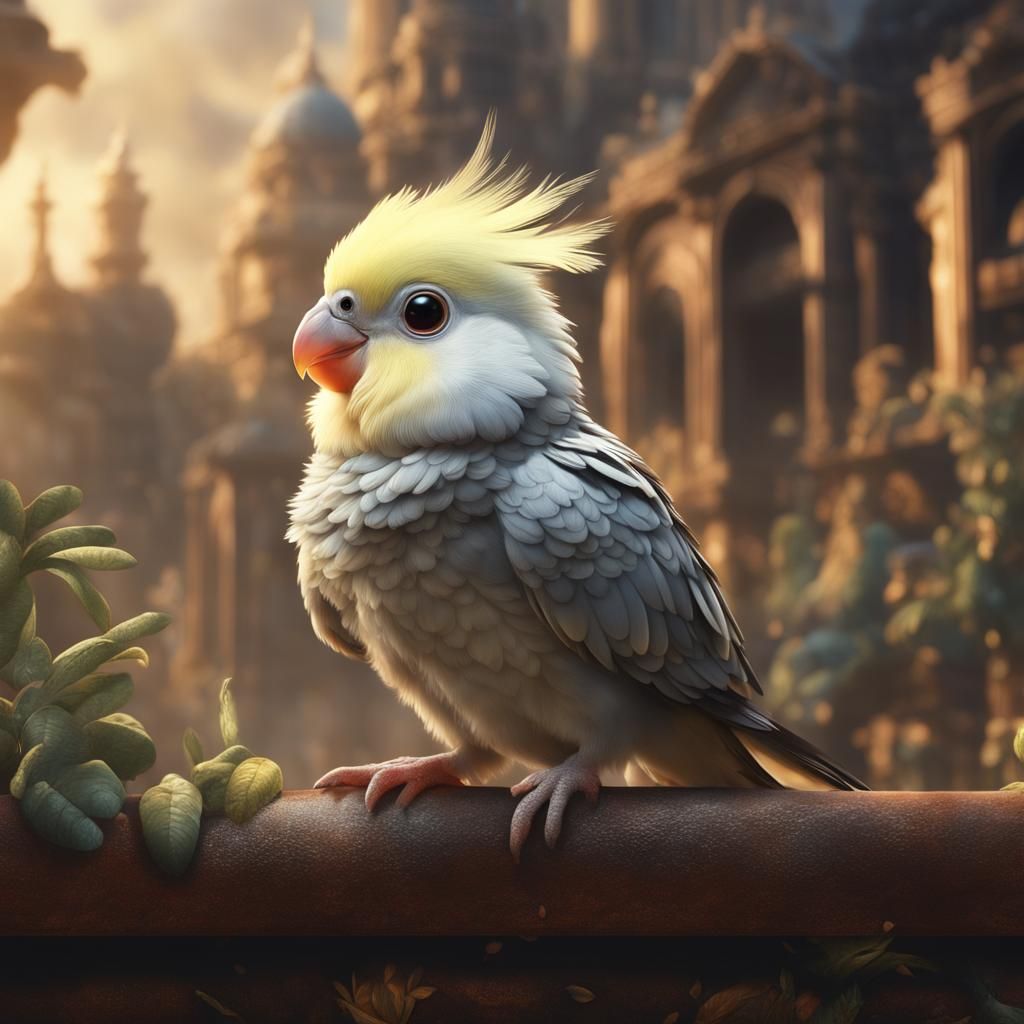 Cockatiel darling  by @Orbitalrealm