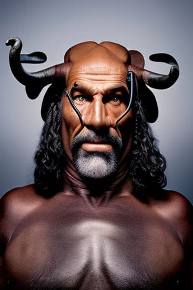 Minotaur preparing to court Madame Medusa.