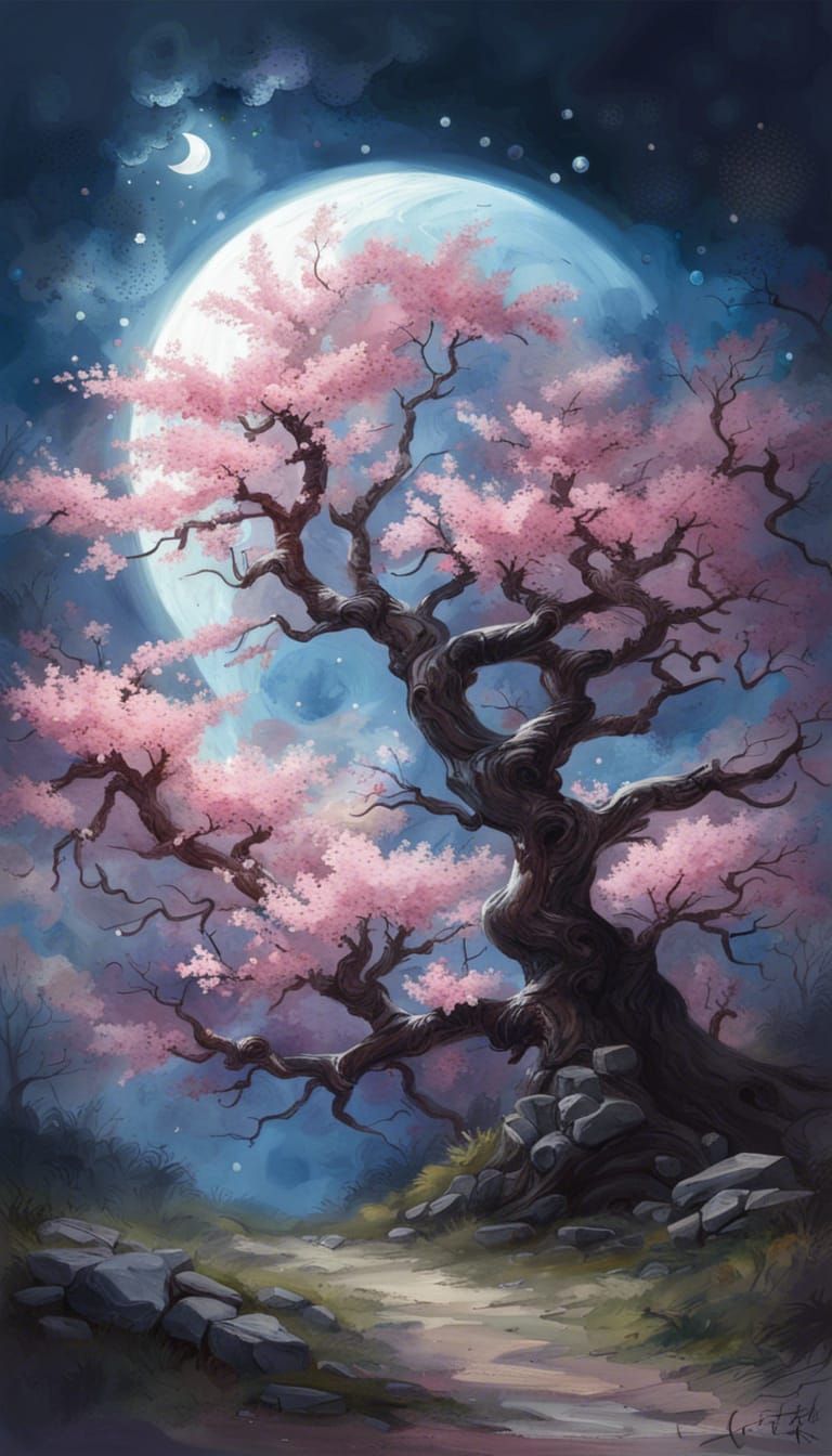 cherry blossoms at night  by @skeller