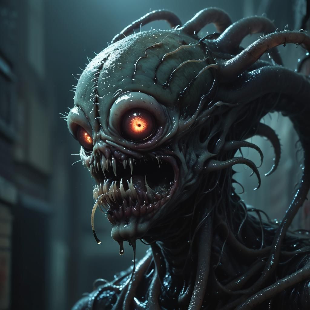 Grotesque Parasite Emergence in a Dystopian Alley