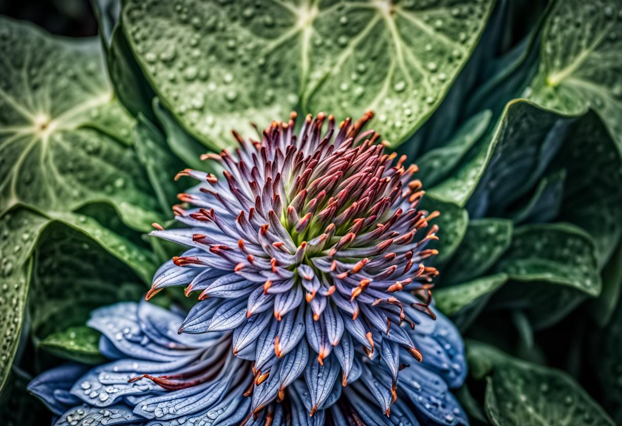 Hyperrealistic Blue Flower with Intricate Details
