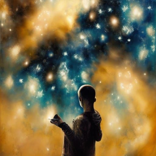 A boy in space