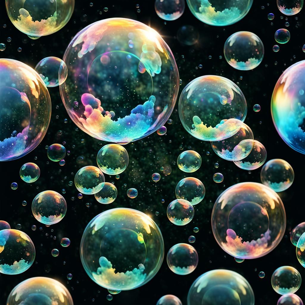 Iridescent Soap Bubbles Floating