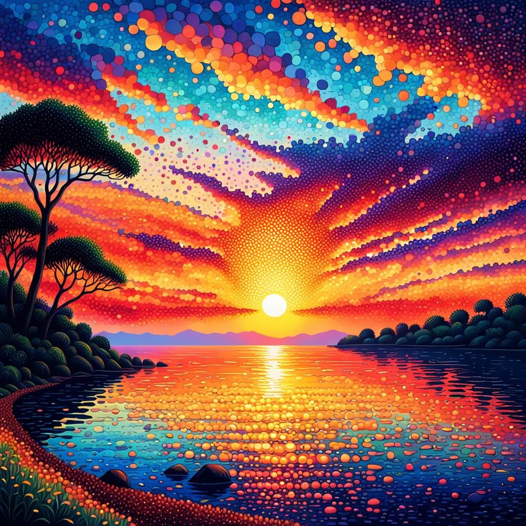 Pointillism Sunset   by @RedPixie