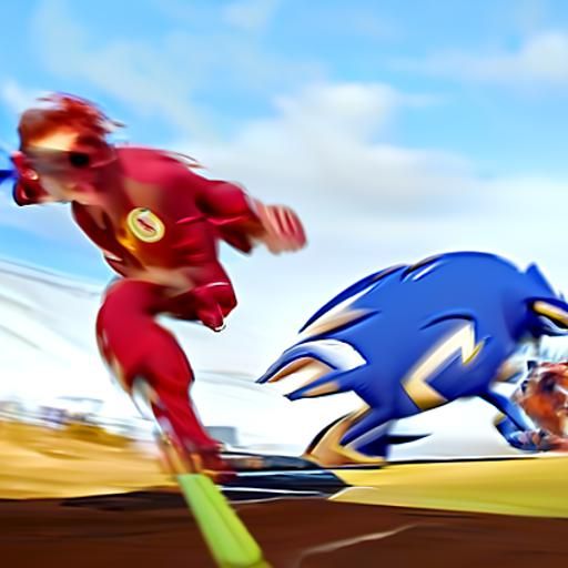 Sonic the Hedgehog racing The Flash