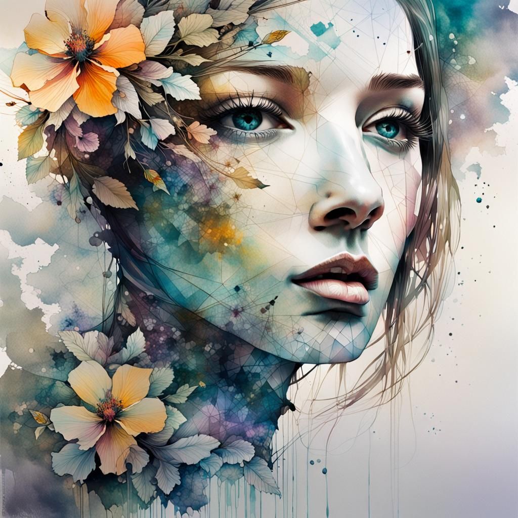 with flowers in her hair - AI Generated Artwork - NightCafe Creator