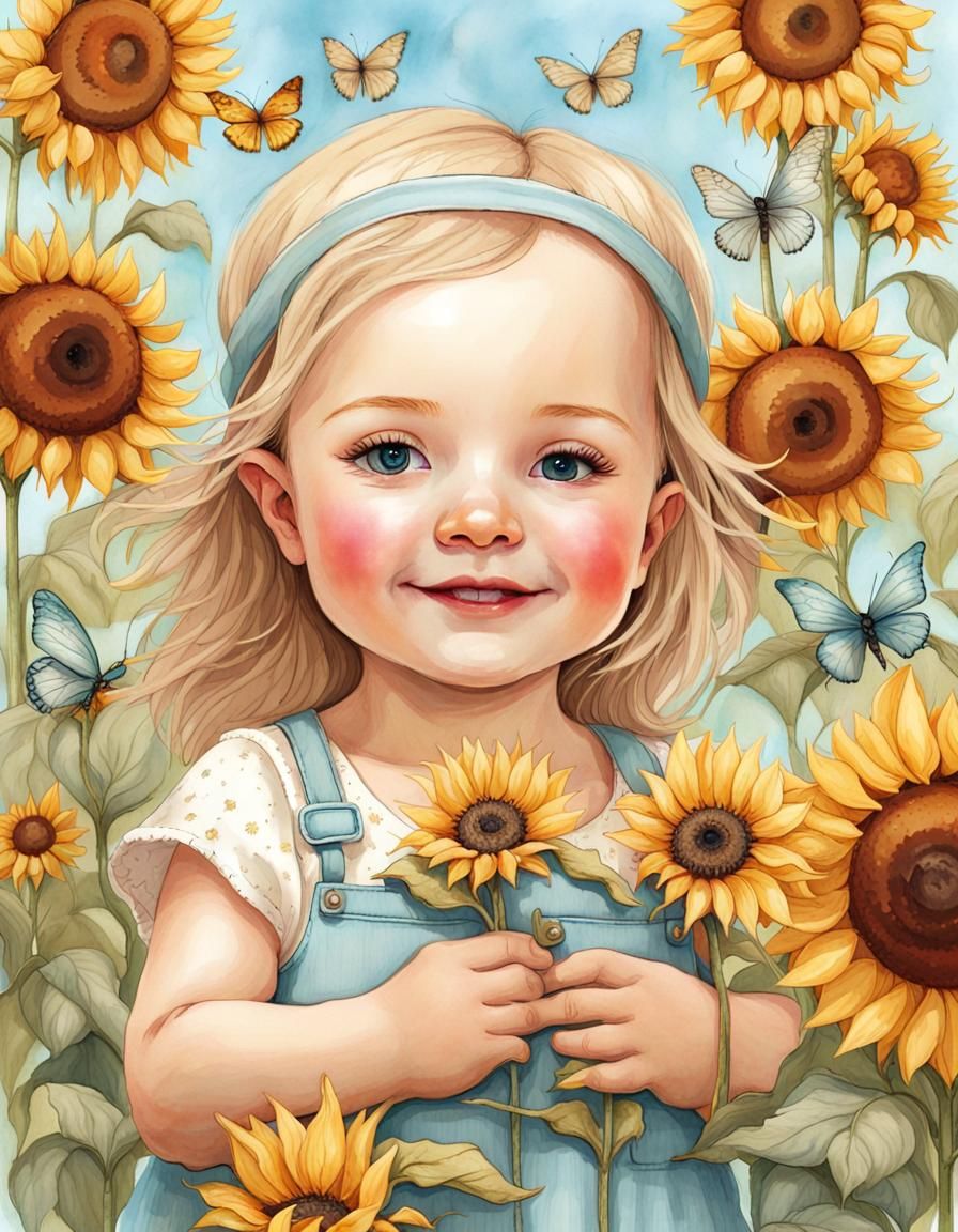Whimsical cute lttle smiling scandinavian baby girl opulent ...