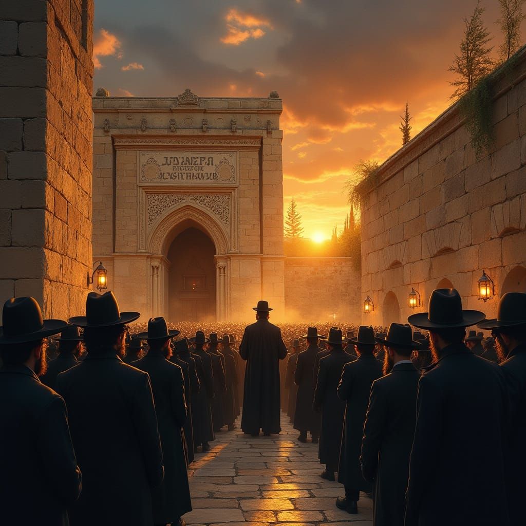 Hasidic Rabbi Prays at the Tomb of Joseph the Righteous in S...
