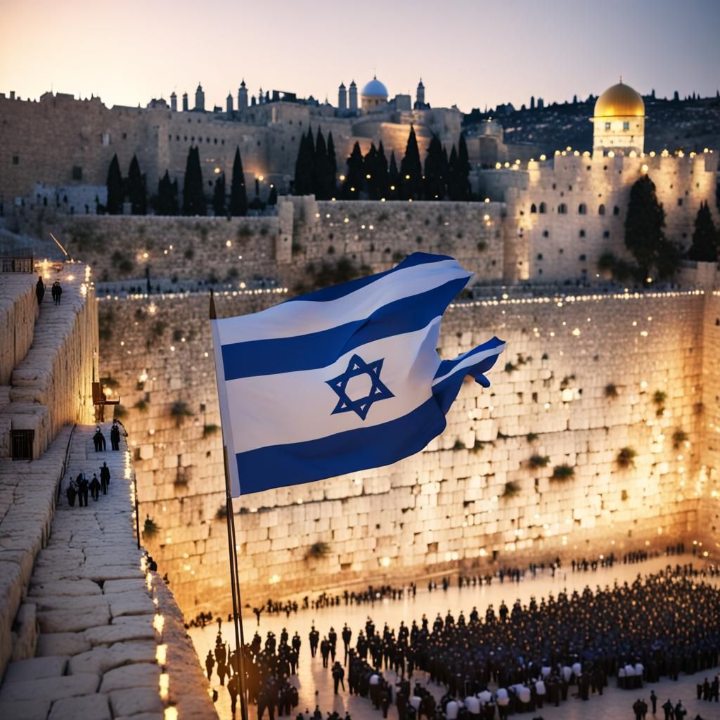 Epic Jerusalem Sunset on the Western Wall with Vibrant Color...
